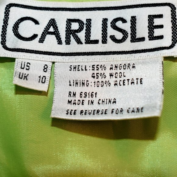 Unique Carlisle Green Angora-Wool Blend Embossed Moto Zip Jacket - Picture 9 of 11